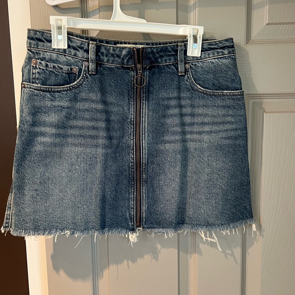 Denim Mini Skirt with Zipper Detail